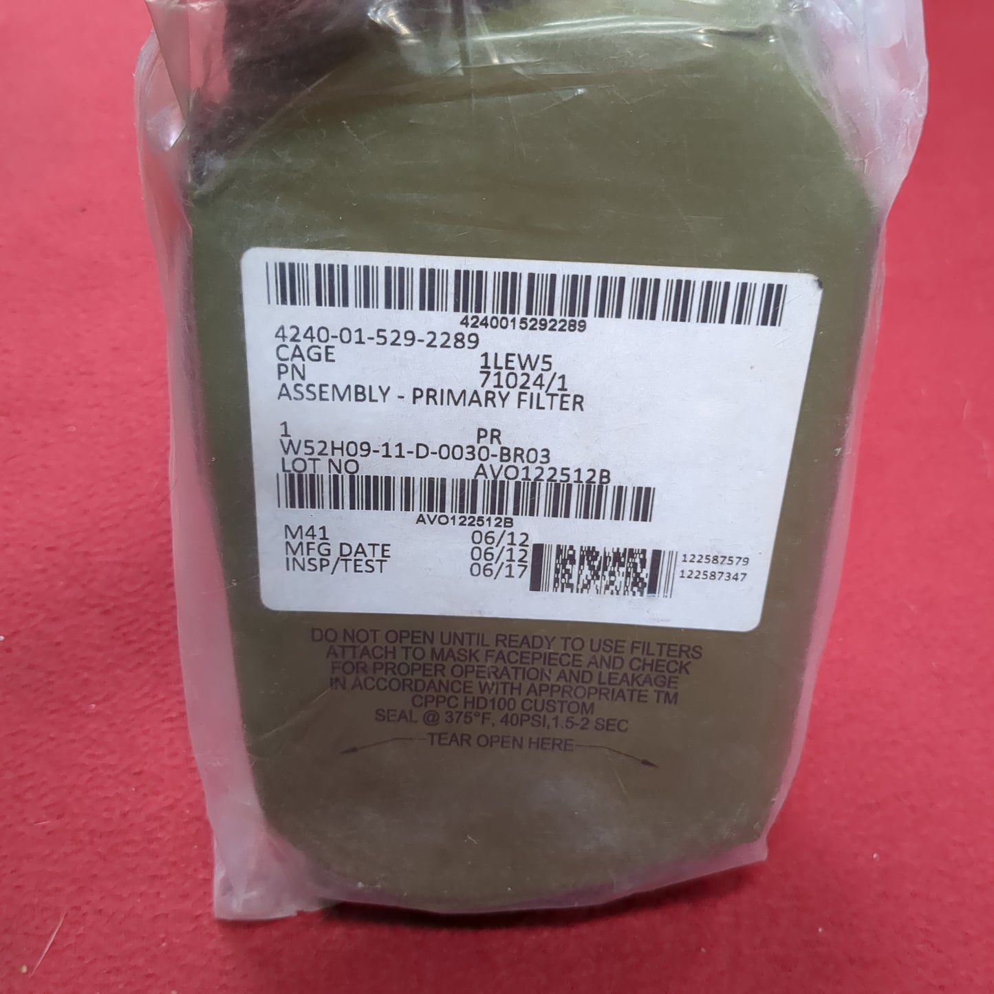 NOS SEALED US Army Avon M50 Primary Filter Assembly 4240-01-529-2289 (26o- da13-may113)