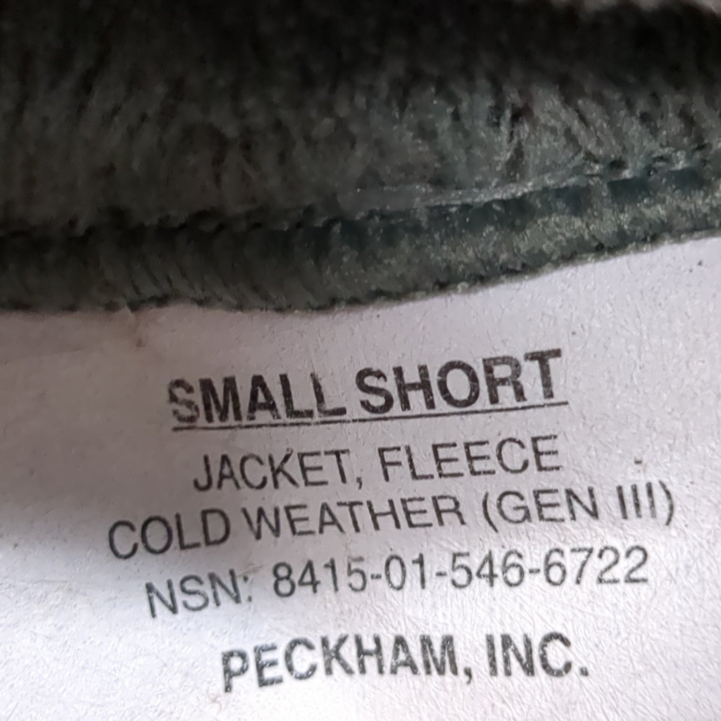US Army Small Short Foliage Gen 3 Level 3 Fleece Jacket Good Condition (BA06-OCT97)