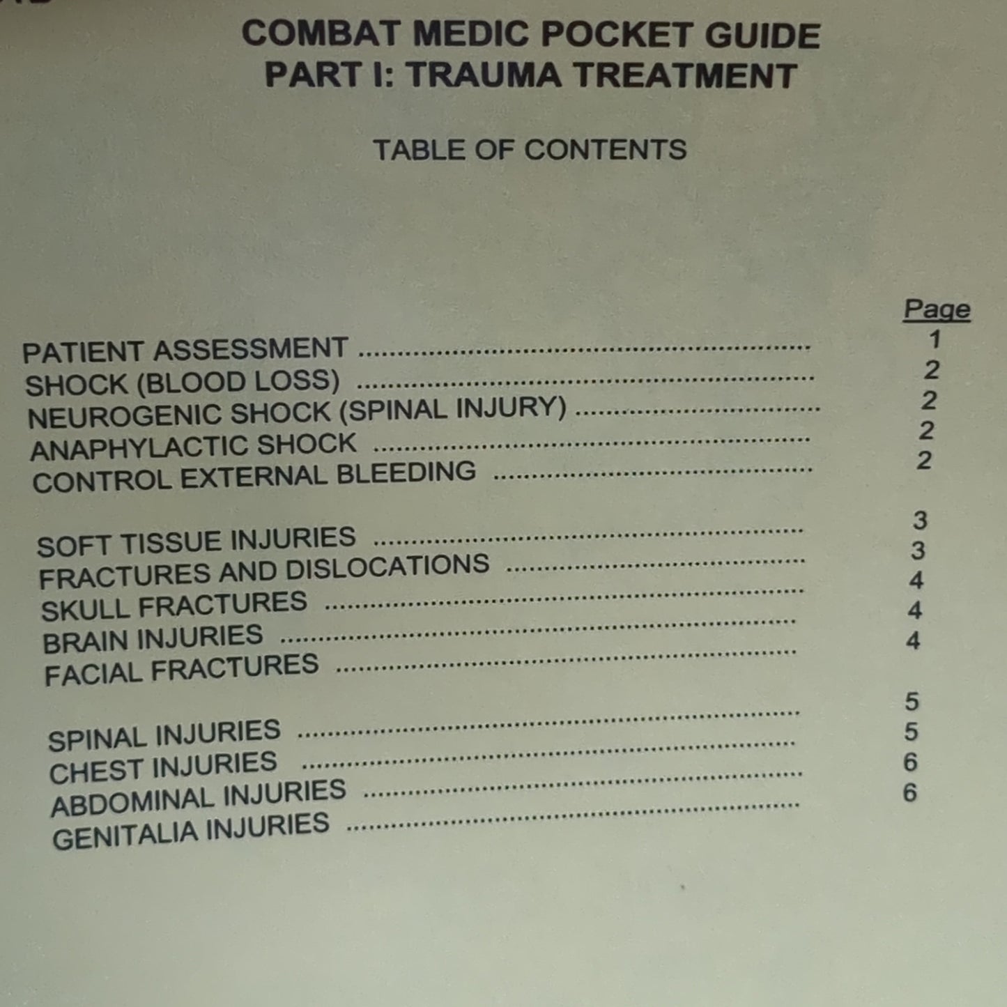 BOOK: 91B February 1996 Combat Medic Pocket Guide Part 1 Trauma Treatment (box18)