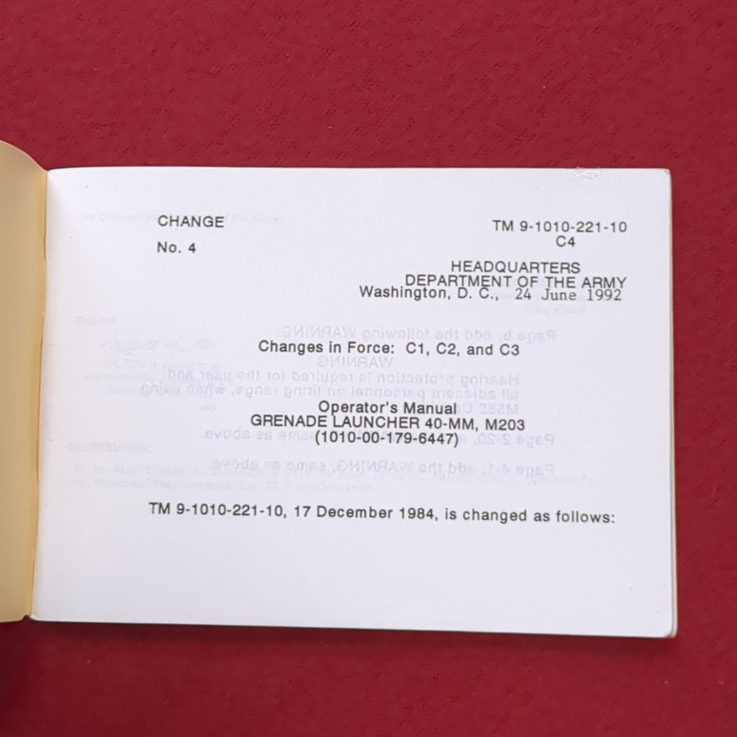 BOOK: 40-MM GRENADE LAUNCHER M203 DECEMBER 1984 (box4)