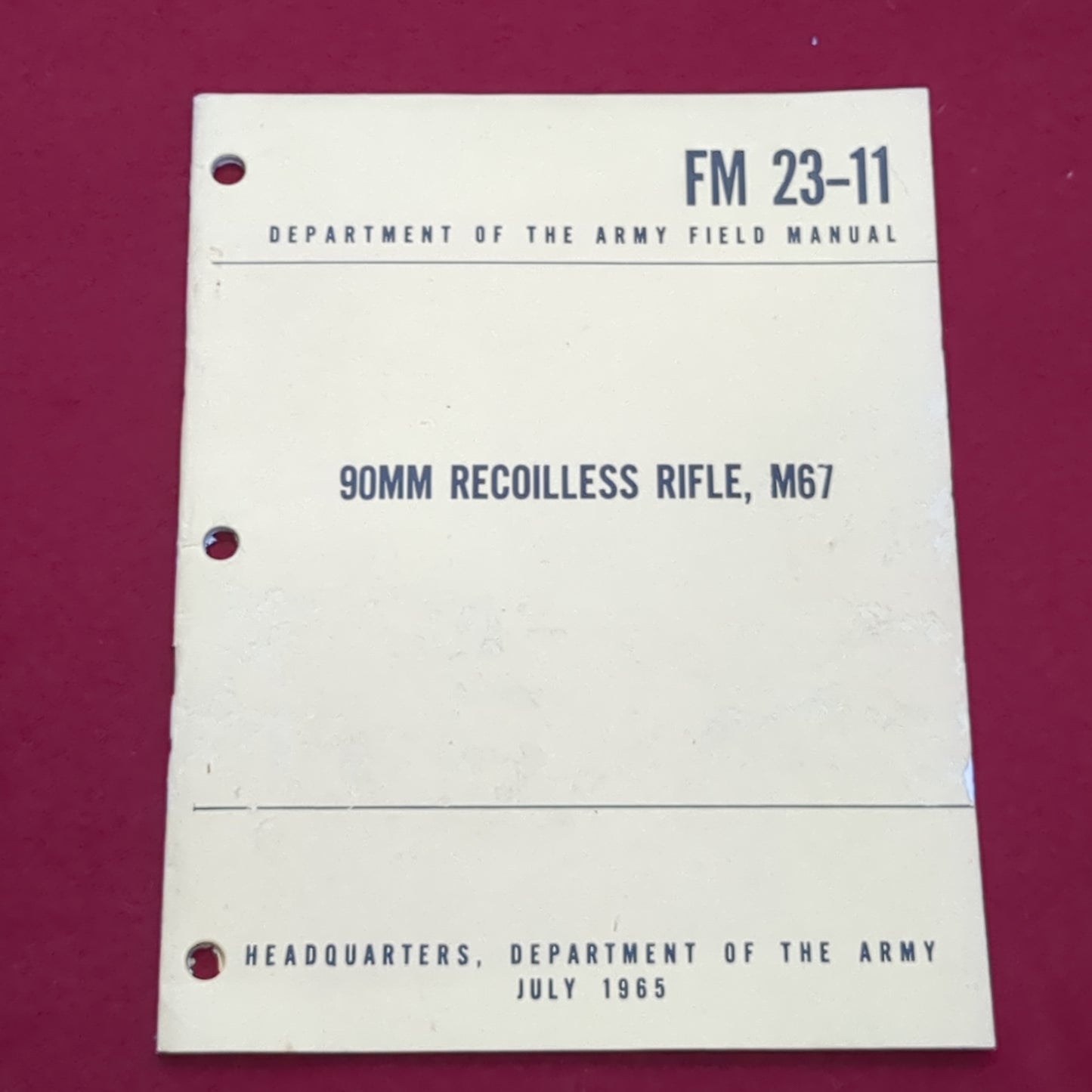 BOOK: JULY 1965 90MM RECOILLESS RIFLE, M67 (box4)