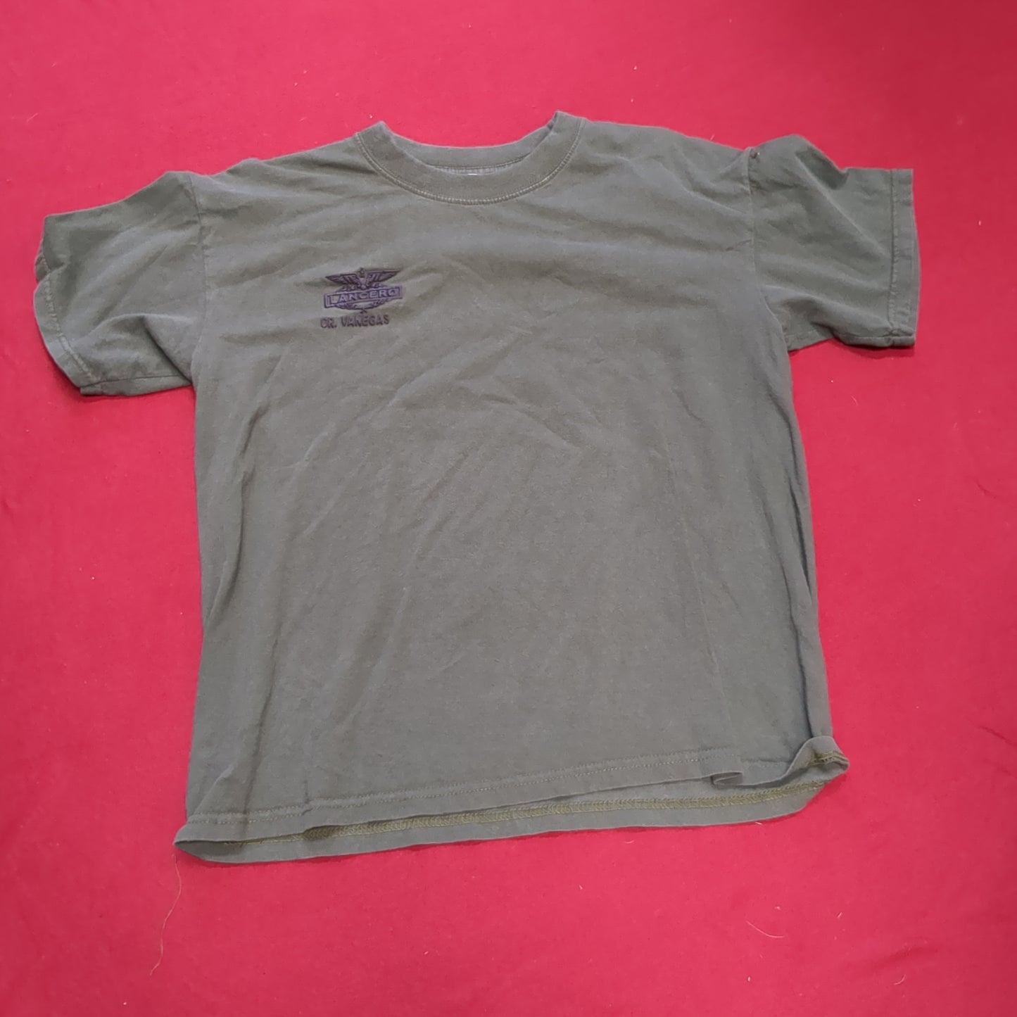 US Military Lancero Dark Subdued Green T-Shirt Small Used (aa12-OCT171)