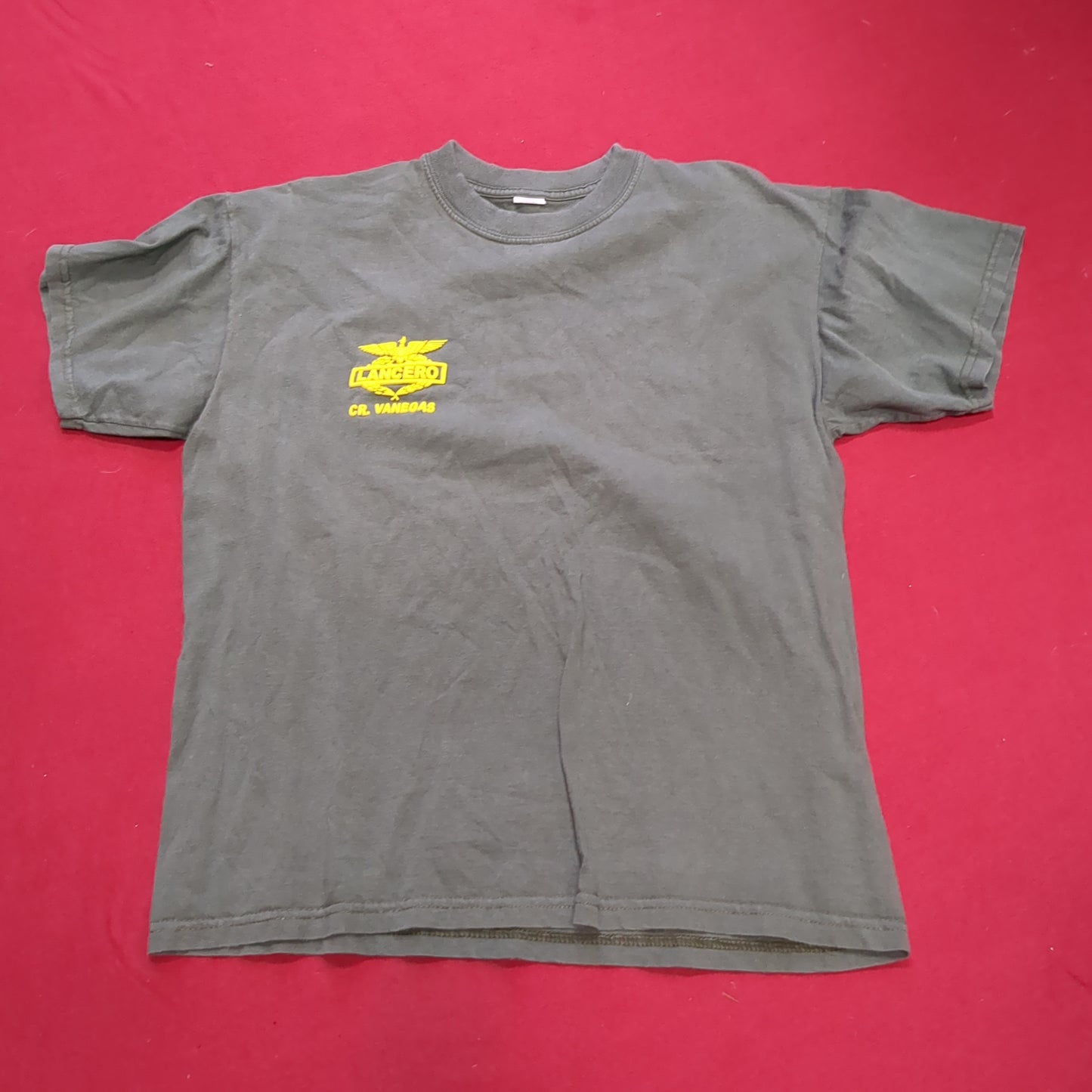 US Military Lancero Dark Subdued Green T-Shirt Large Used (aa12-OCT172)