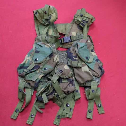 US Army Military Woodland Camouflage Enhanced Tactical Load Bearing Vest LBV Specialty Plastic Products Excellent Condition (eb07-OCT173)