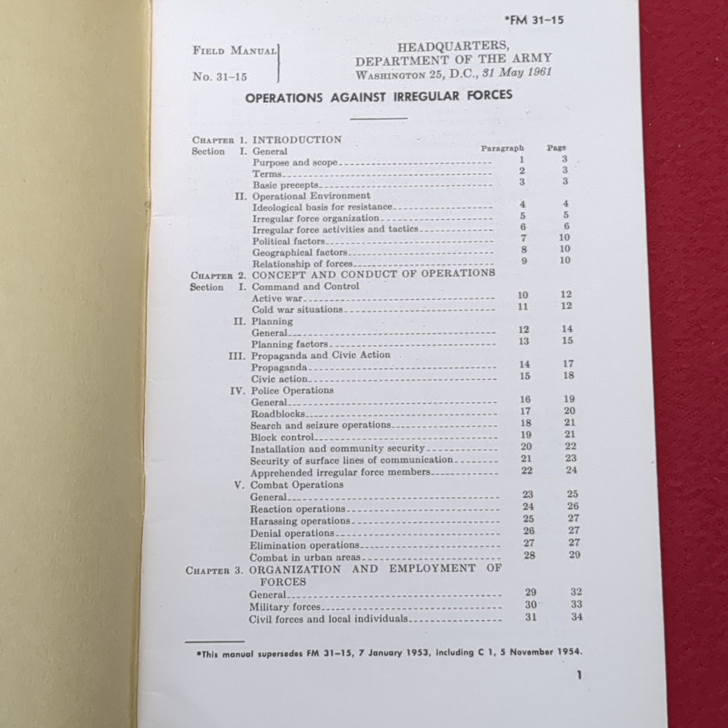 BOOK: OPERATIONS AGAINST IRREGULAR FORCES MAY 1961 (box6)
