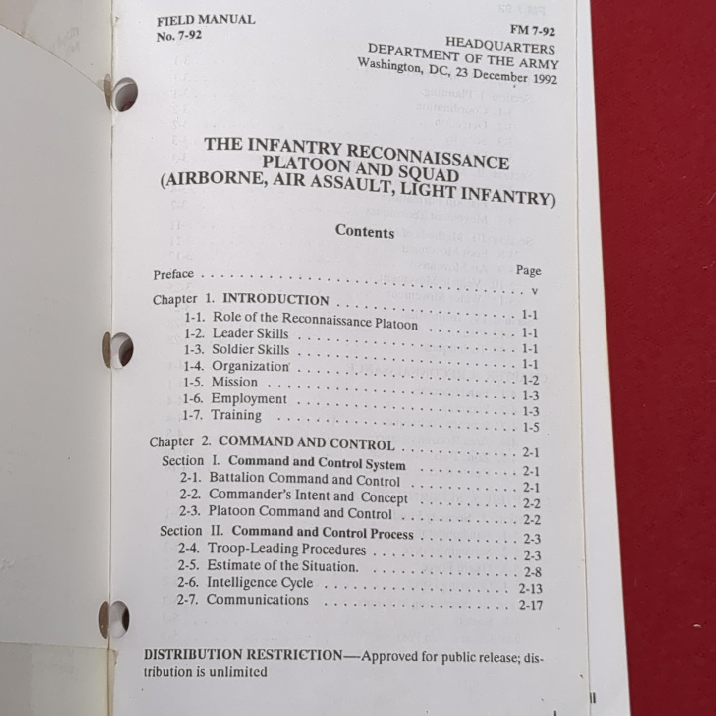 BOOK: THE INFANTRY RECONNAISSANCE PLATOON AND SQUAD (AIRBORNE, AIR ASSAULT, LIGHT INFANTRY) (box6)