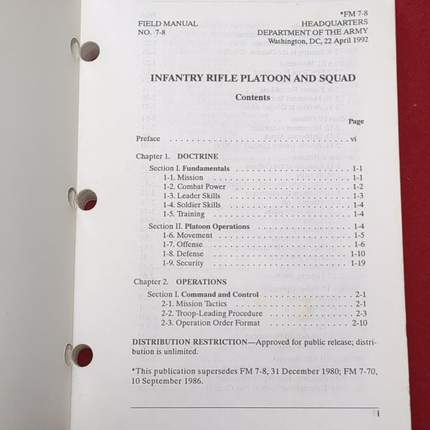 BOOK: INFANTRY RIFLE PLATOON AND SQUAD APRIL 1992 (box7)