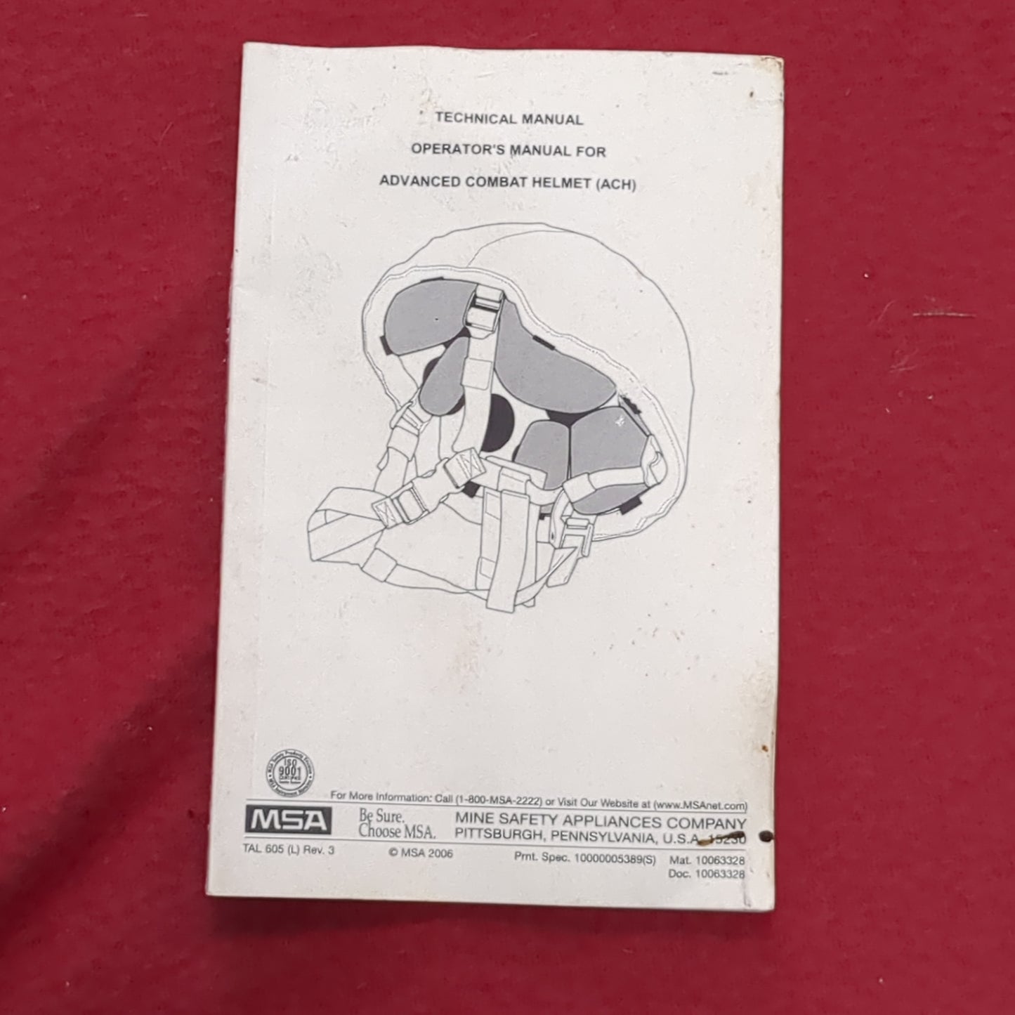BOOK: TECHNICAL MANUAL OPERATOR'S MANUAL FOR ADVANCED COMBAT HELMET (ACH) 2006 (box8)