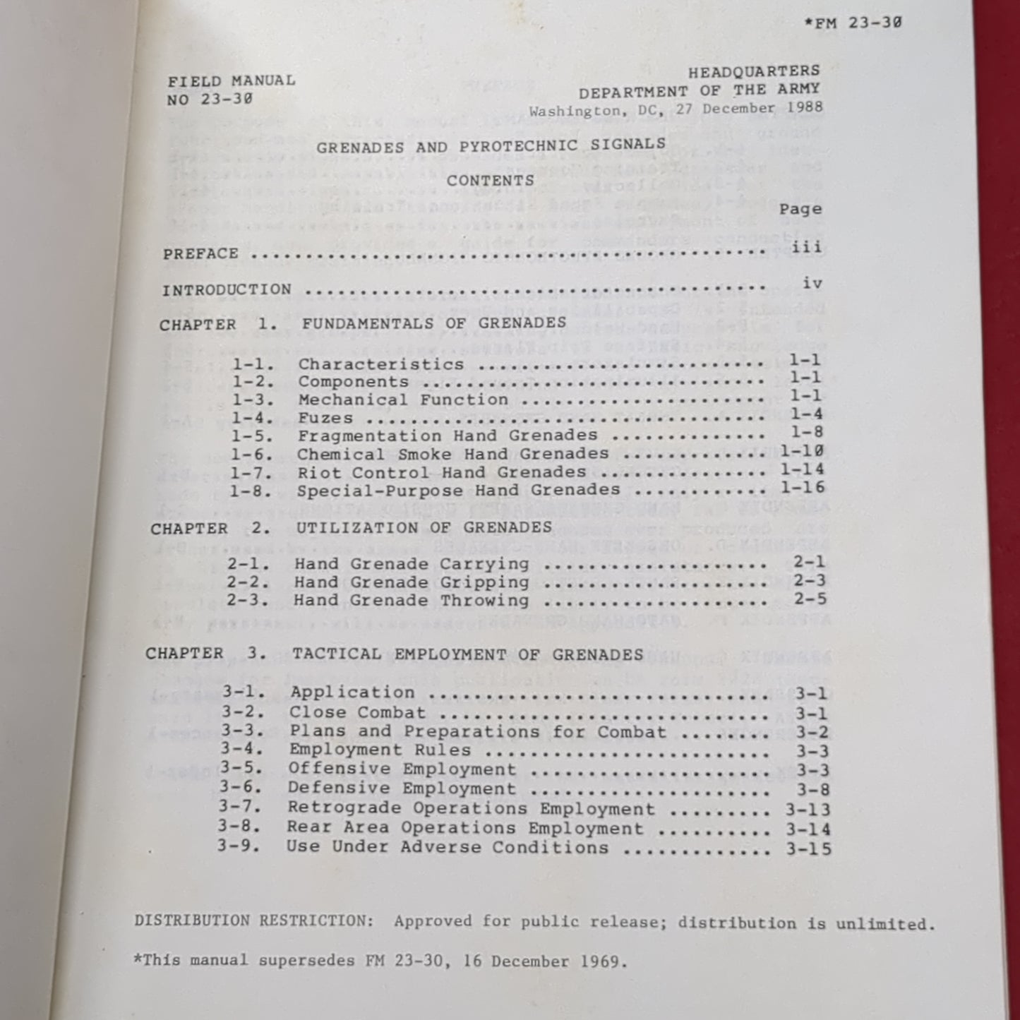 BOOK: GRENADES AND PYROTECHNIC SIGNALS DECEMBER 1988 (box8)