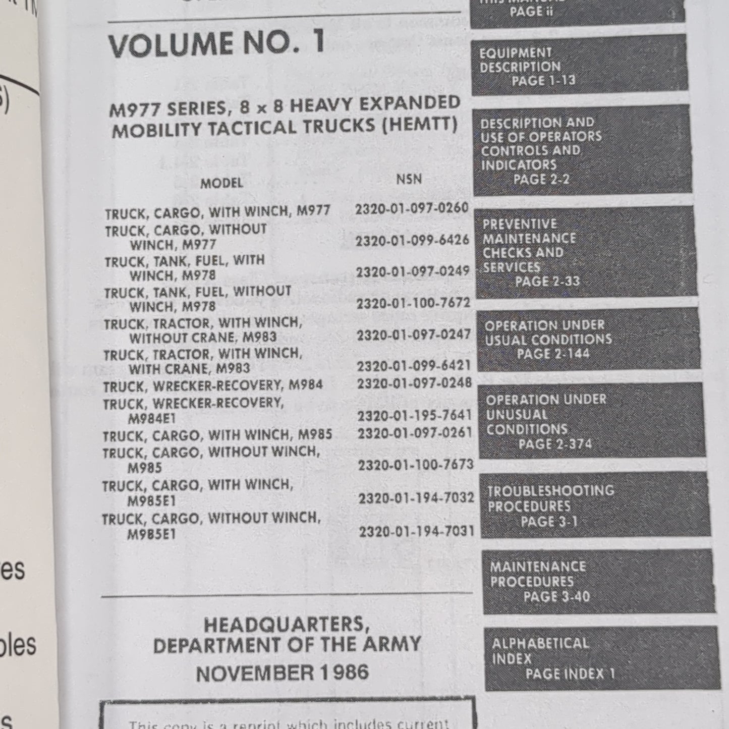 BOOK: QUICK REFERENCE GUIDE OPERATOR PMCS TABLES FOR HEMTT 10-1/23 WITH LP; HEMTT LHS WITH LO; HEMTT CBT/EQUIPMENT WITH LO; PLS TRAILER WITH LO; CONTAINER HANDLING UNIT (CHU); M1 FLAT RACK; M1077FLAT RACK; ME/MEA1 CROP TACOM HANDOUT APRIL 2004 (box8)