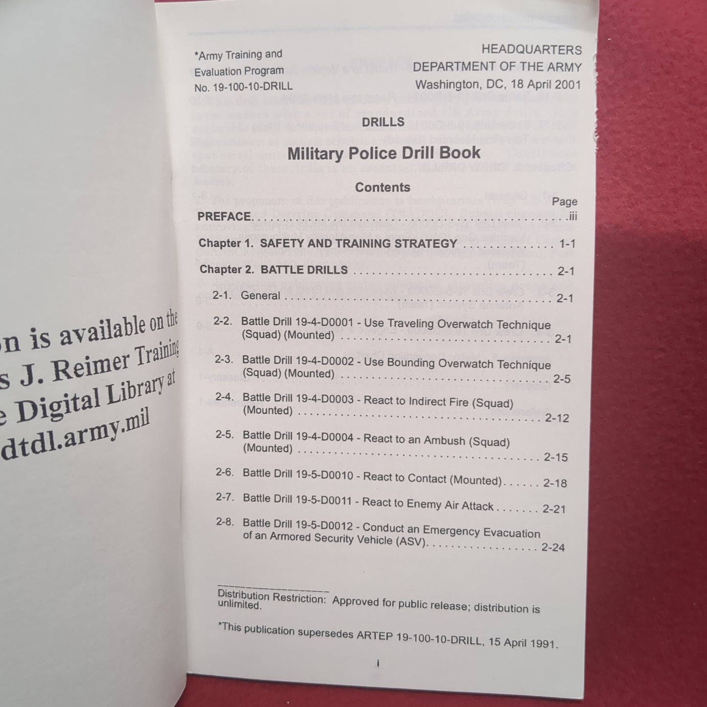 BOOK: MILITARY POLICE (MP) DRILLS 18 APRIL 2001 (box10)