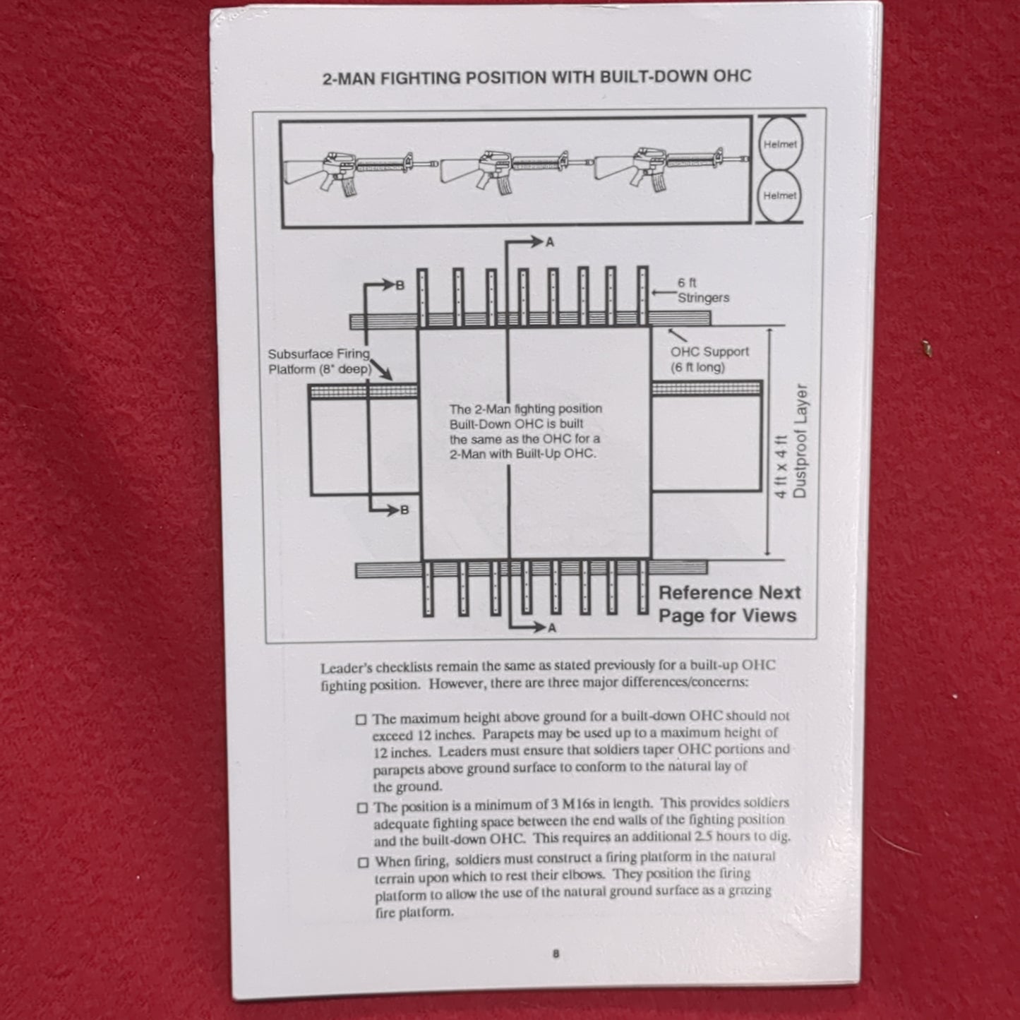 BOOK: FIGHTING POSITION CONSTRUCTION INFANTRY LEADER'S REFERENCE CARD JANUARY 1994 (box12)