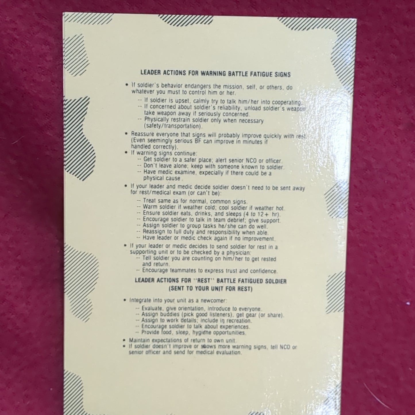 BOOK: BATTLE FATIGUE WARNING SIGNS: LEADER ACTIONS JUNE 1994 (box10)