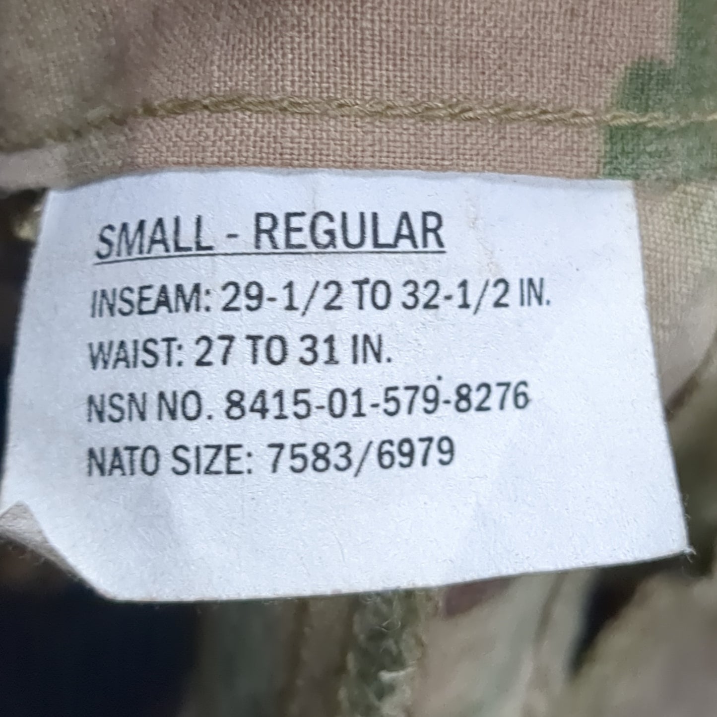SET of US Army Small Regular Multicam Uniform FRAC Top Pants Excellent Condition (ec10-NOV15)