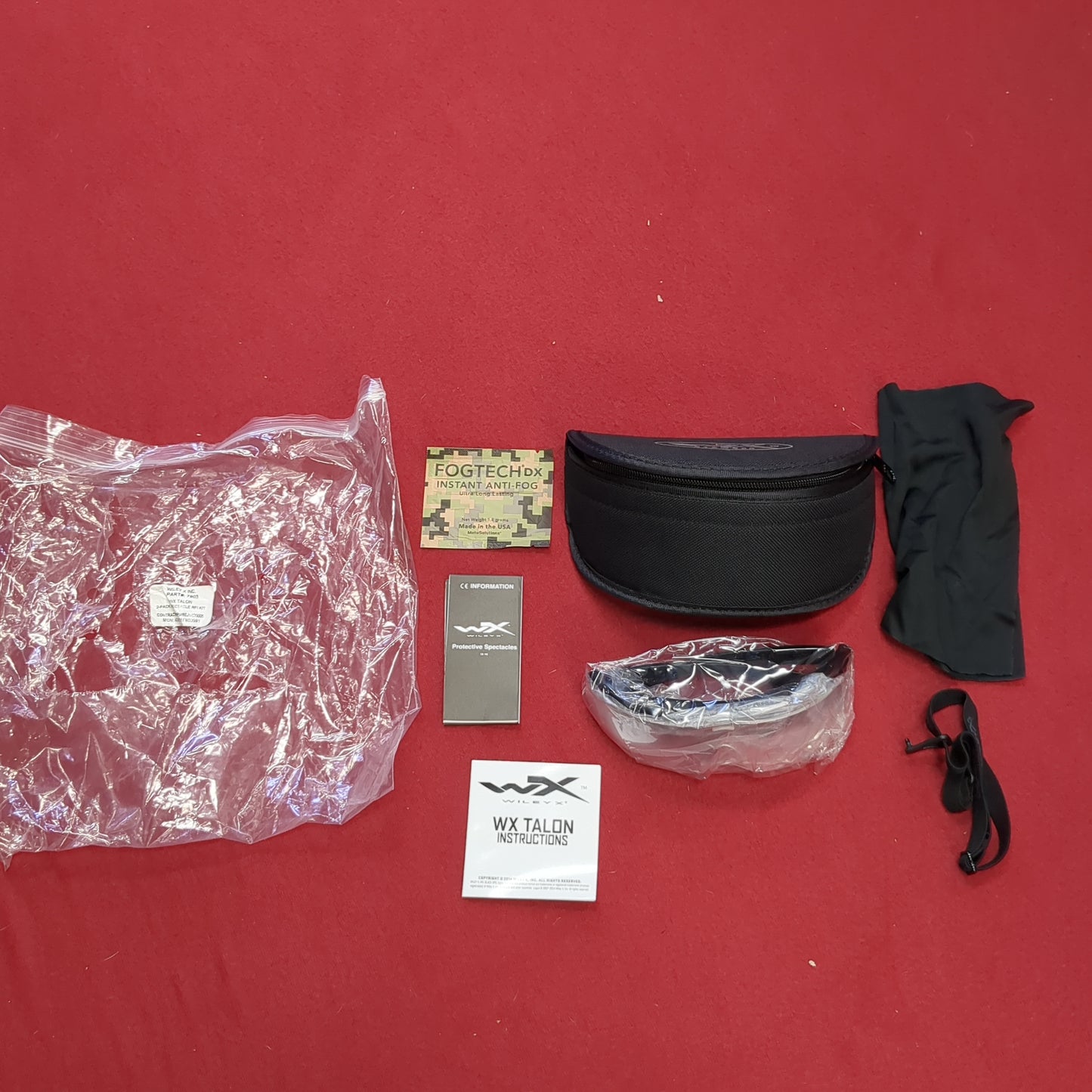 NOS US Army Wiley-X Talon Ballistic Eye Protection Complete Set Clear Dark Frame Case (CL2- (ab16-NOV43)