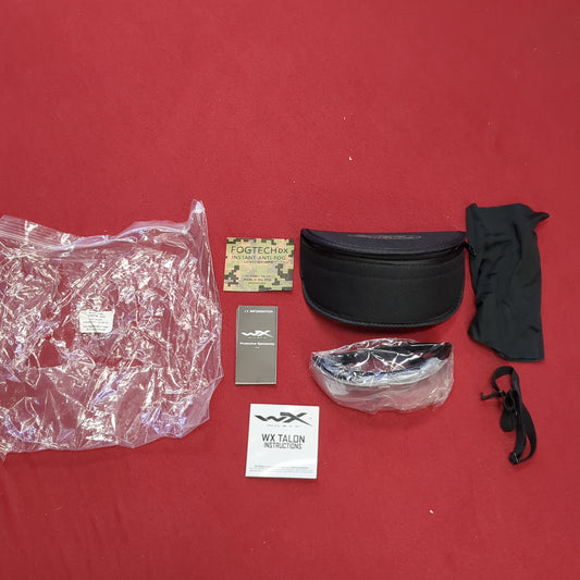 NOS US Army Wiley-X Talon Ballistic Eye Protection Complete Set Clear Dark Frame Case (CL2- (ab16-NOV43)