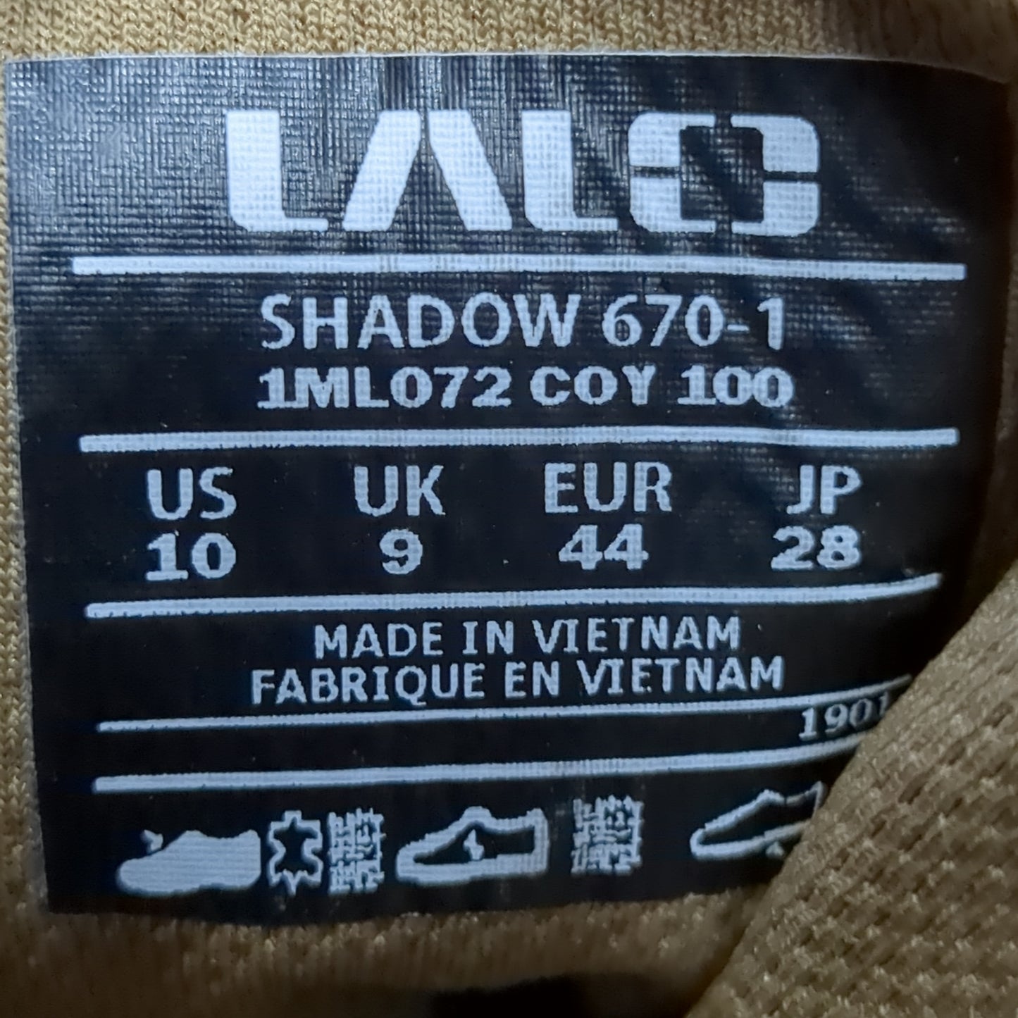 LALO Shadow 670-1 Tactical Combat Boots - Men's Size: 10 Coyote Used (a09- DC14-NOV72)
