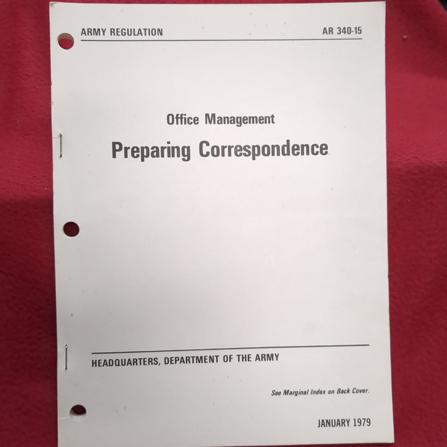BOOK: OFFICE MANAGEMENT PREPARARING CORRESPONFENCE JANUARY 1979 (box12)