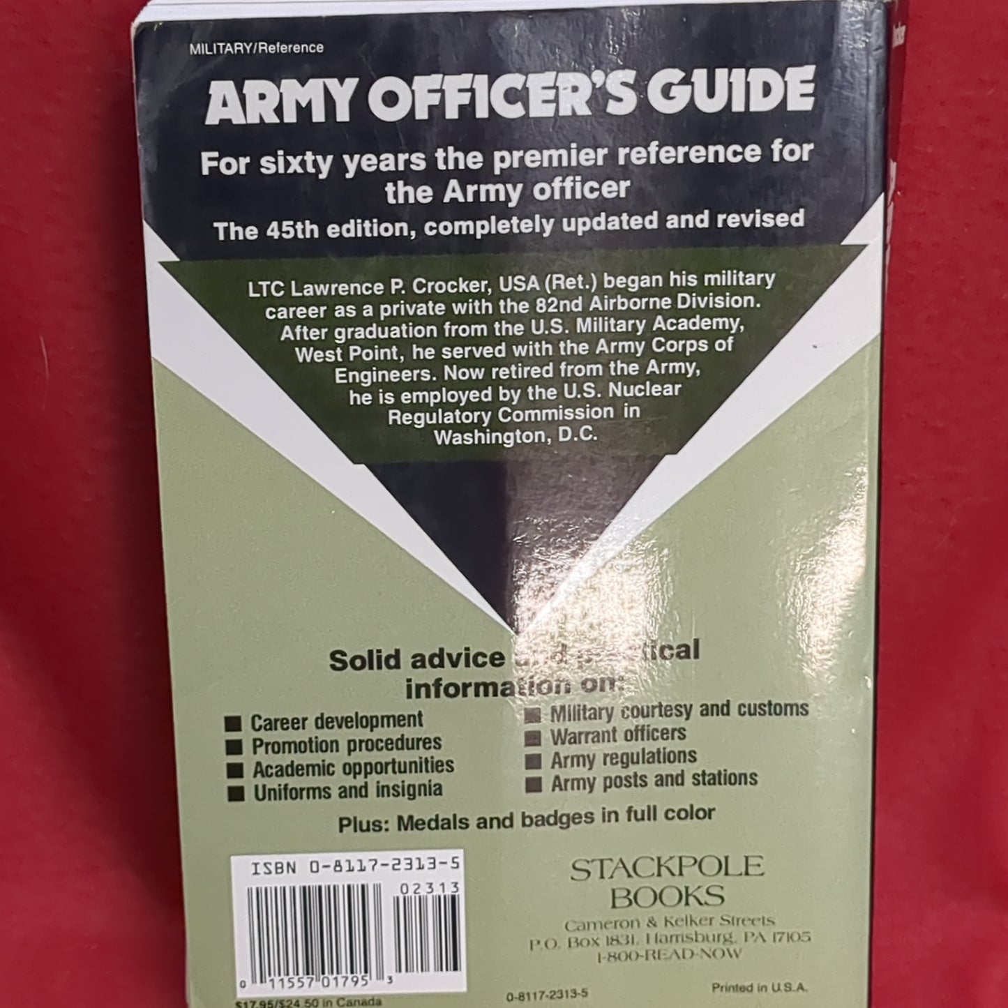 BOOK: ARMY OFFICER'S GUIDE 45TH EDITION 1989 (box13)