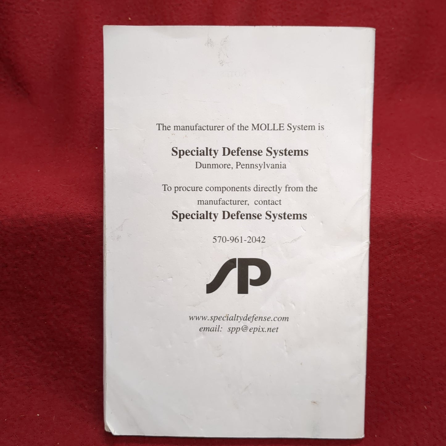 BOOK: MODULAR LIGHTWEIGHT LOAD CARRYING EQUIPMENT MOLLE II CARE AND USE MANUAL DECEMBER 2000(box18)