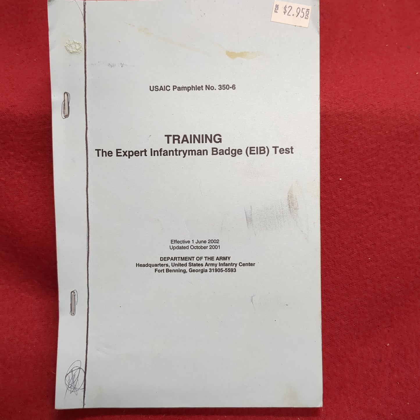 BOOK:TRAINING THE EXPERT INFANTRYMAN BADGE (EIB) TEST EFFECTIVE 1 JUNE 2002 (box18)