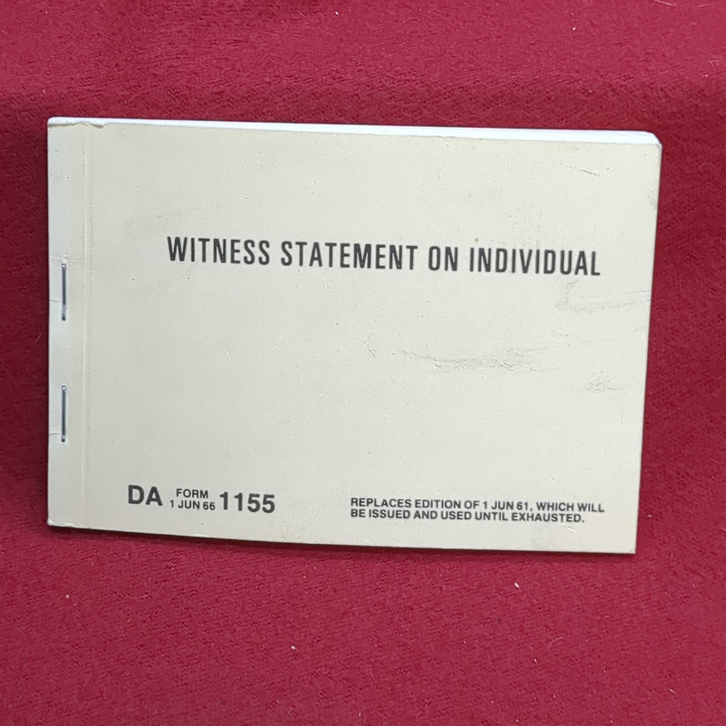 BOOK: WITNESS STATEMENT ON INDIVIDUAL 1 JUNE 1966 (box18)