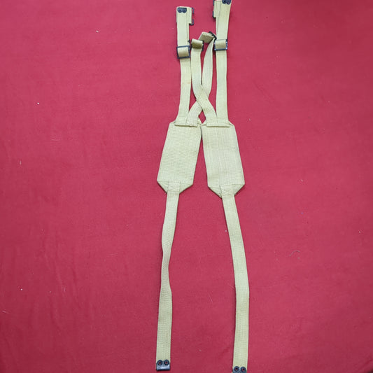 Vintage wide tan stretch clip suspenders/tan braces/light brown Honcho suspenders Excellent Condition (aa12-NOV95)