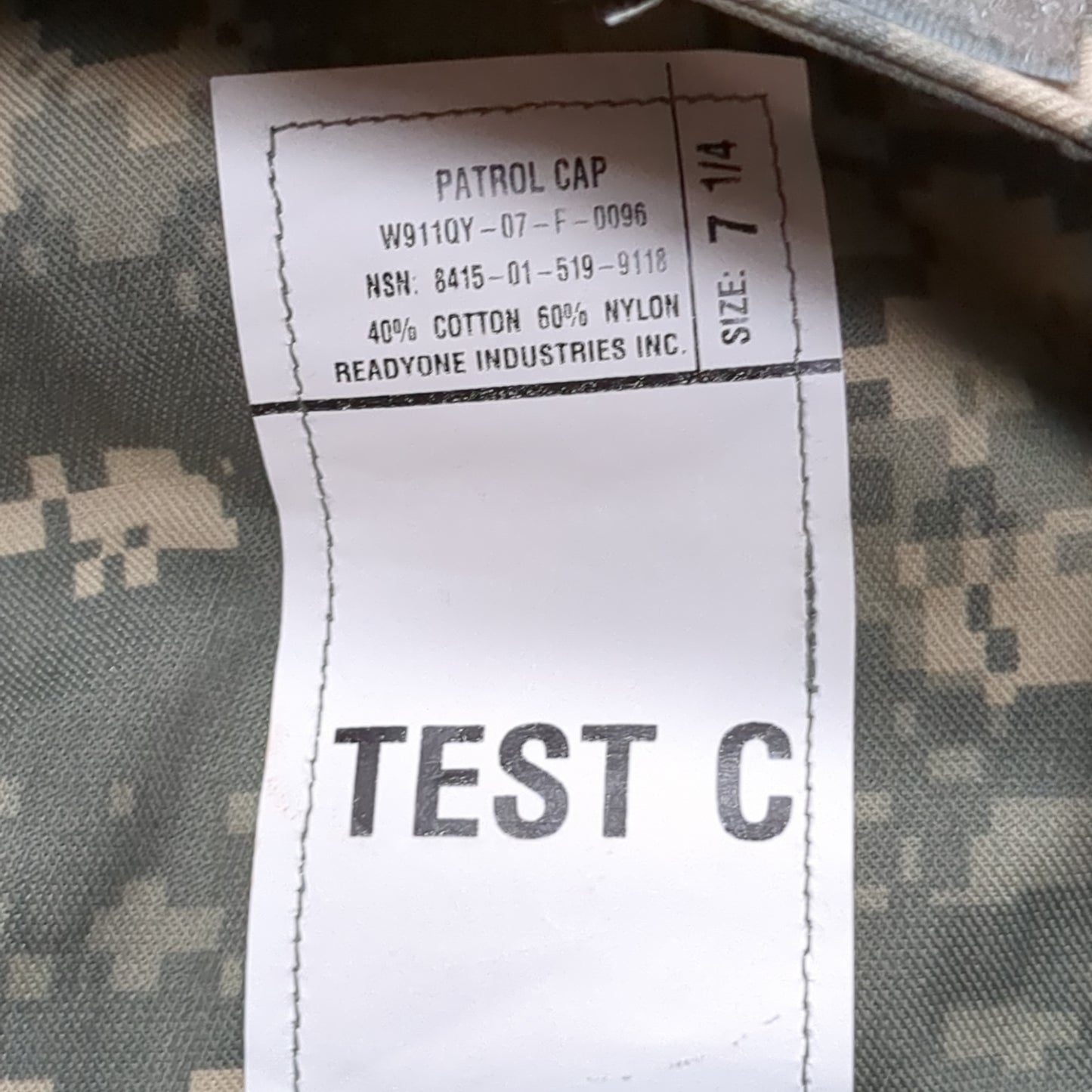 NWT US Army 7 1/4 Patrol Cap ACU/UCP Air Force Excellent Condition (03n- DC04-NOV127)