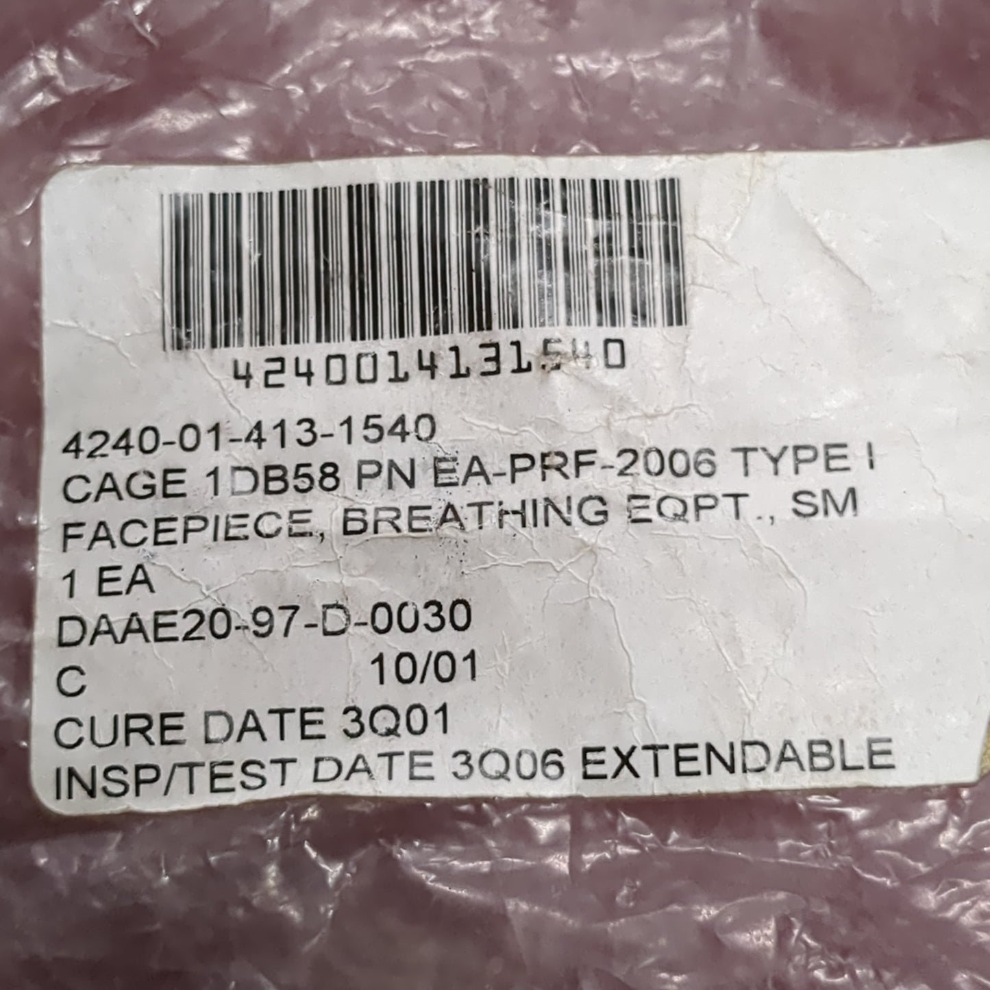 US Army Face piece Breathing Equipment Size: Small 2nd Skin (cbrn5 ac05-NOV131)