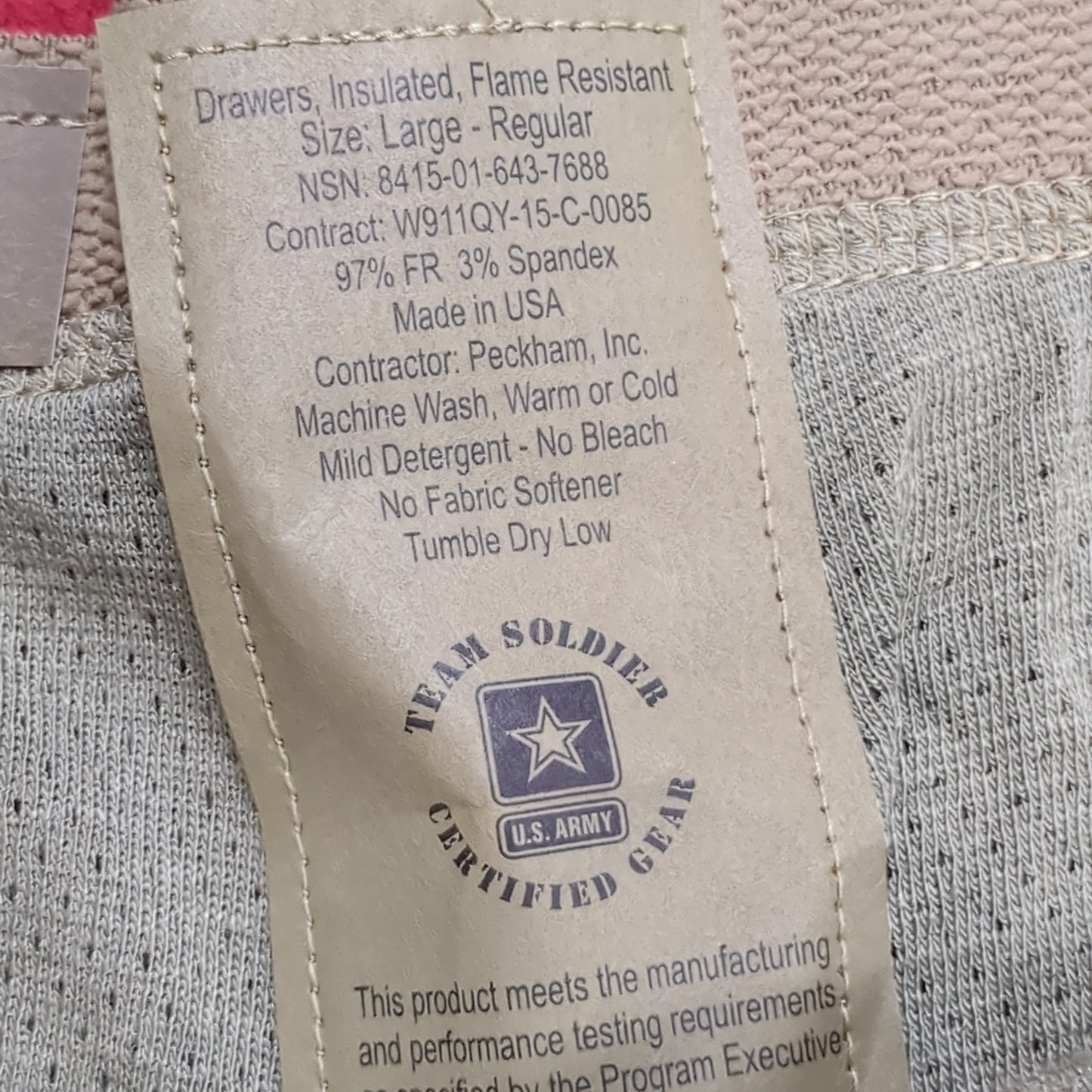 Team Soldier Large Reg Top Pant SET OF US Army Insulated Cold Weather Flame Resistant FRAC Moisture Wicking (waf2- fa02-NOV149)
