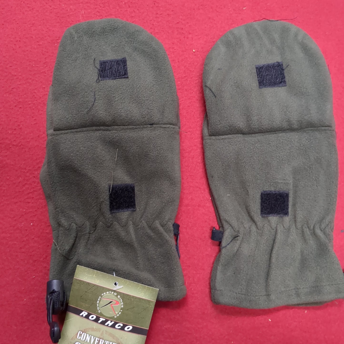 NOS ROTHCO CONVERTIBLE SNIPER GLOVES/MITTENS, OD/Black WINDSTOPPER FLEECE, XL (cb04-NOV201)