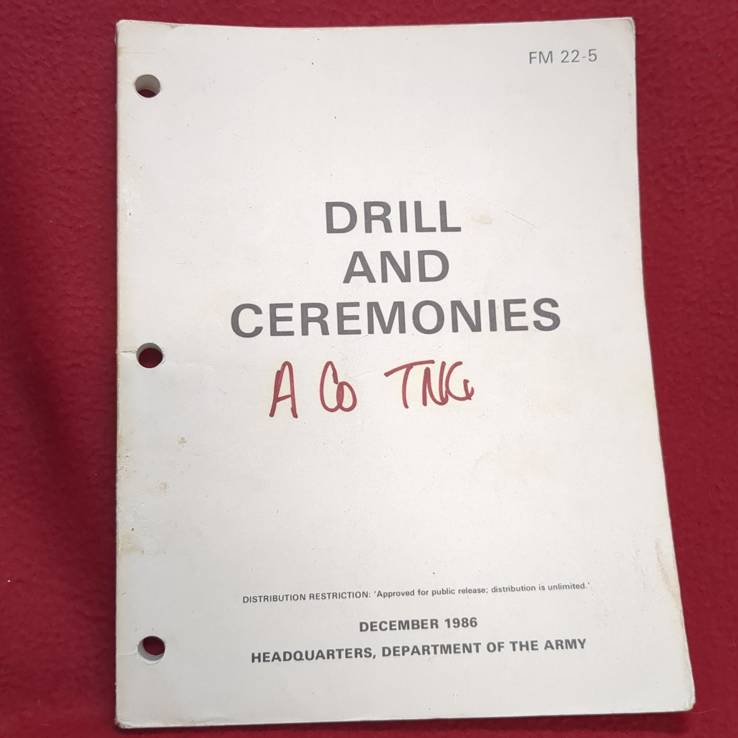 BOOK DRILL AND CEREMONIES DECEMBER 1986 (BOX23)