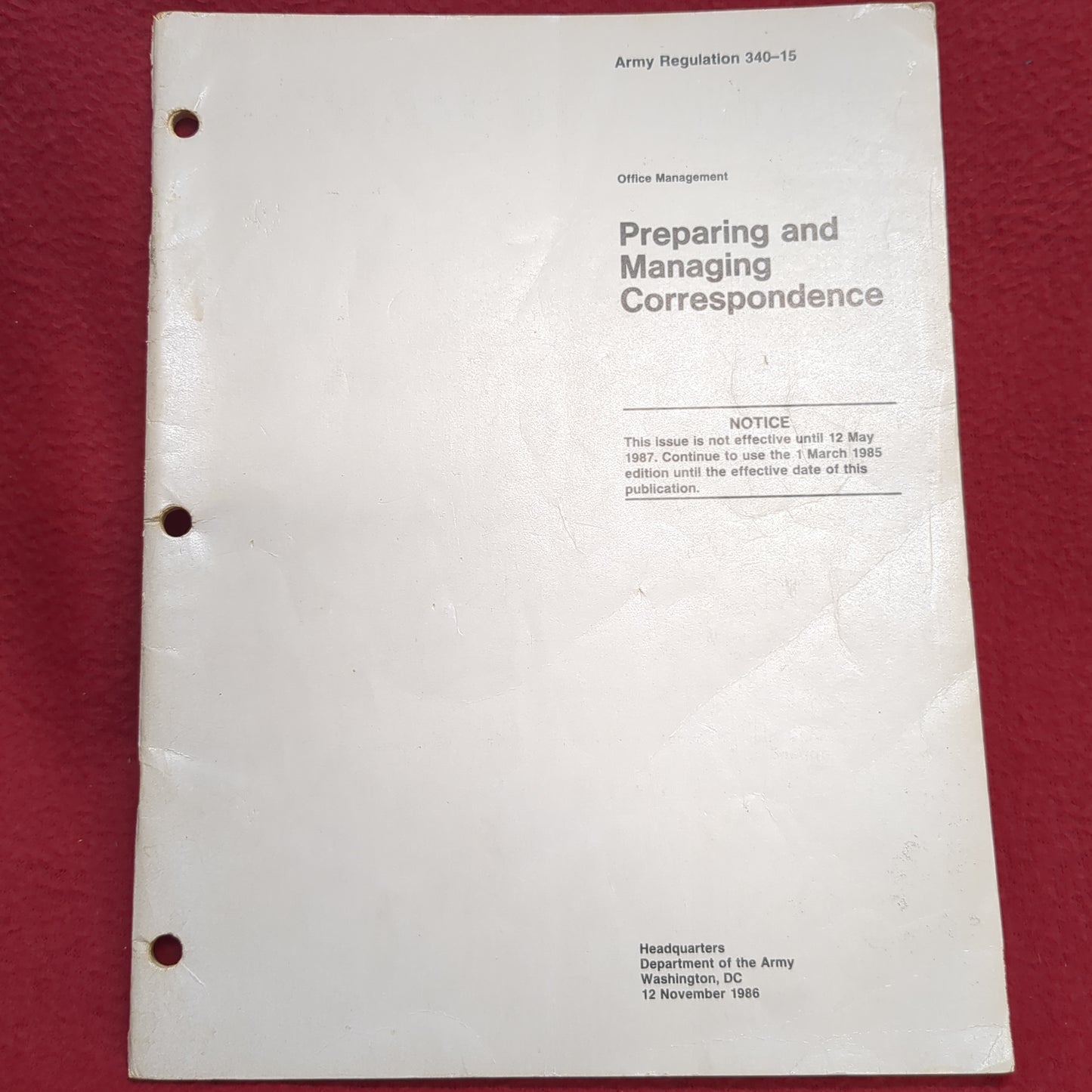 BOOK OFFICE MANAGEMENT: PREPARING AND MANAGING CORRESPONDENCE 12 NOVEMBER 1986(BOX23)