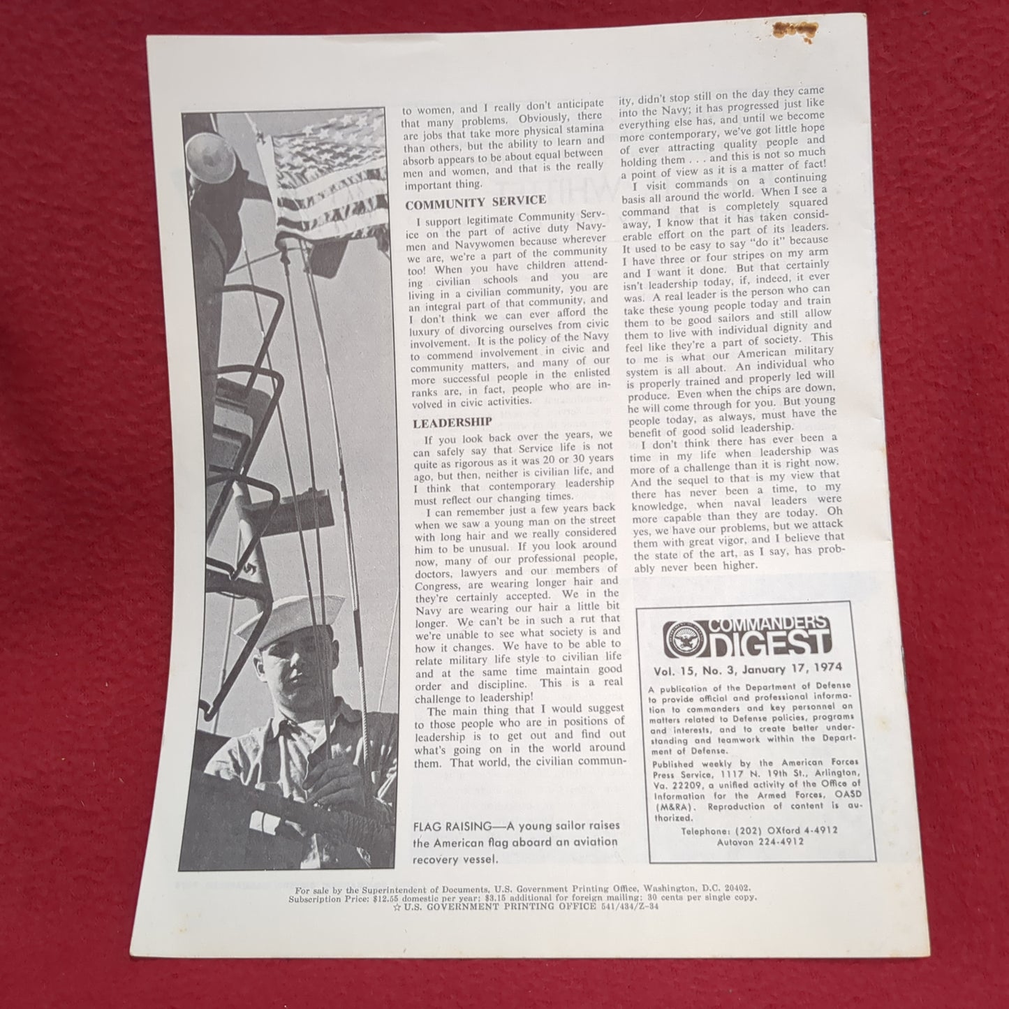 BOOK COMMANDERS DIGEST THE TOP NCOs SPEAK OUT ON SERVICE VOLUME 15, NO. 3/ JANUARY 17, 1974 (BOX23)