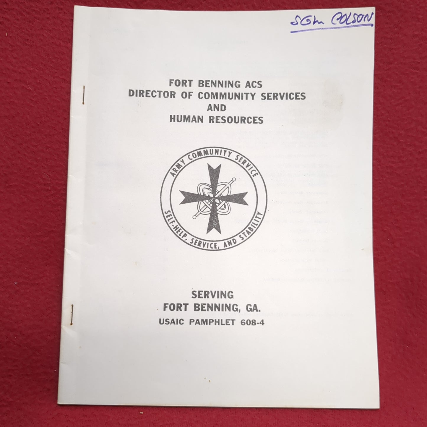 BOOK - FORT BENNING ACS: DIRECTOR OF COMMUNITY SERVICES AND HUMAN RESOURCES 25 MAY 1978 (BOX 28)