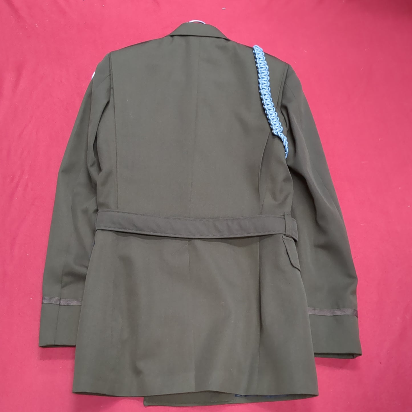 AGSU Army Green Service Uniform Jacket W/ Blue Cord, Tie, Ribbons, and Patches Male Dress Coat Size: 38 L-C Excellent Condition (GTT-DEC01)