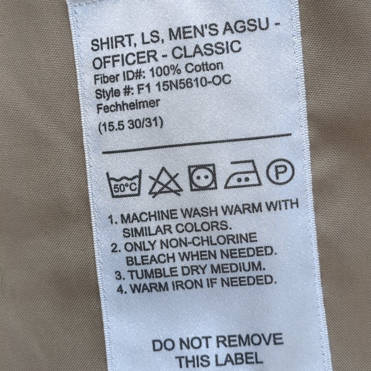 US Army Flying Cross AGSU 15.5 30/31 Long Sleeve Shirt Excellent Condition (dg- ea01-DEC02)