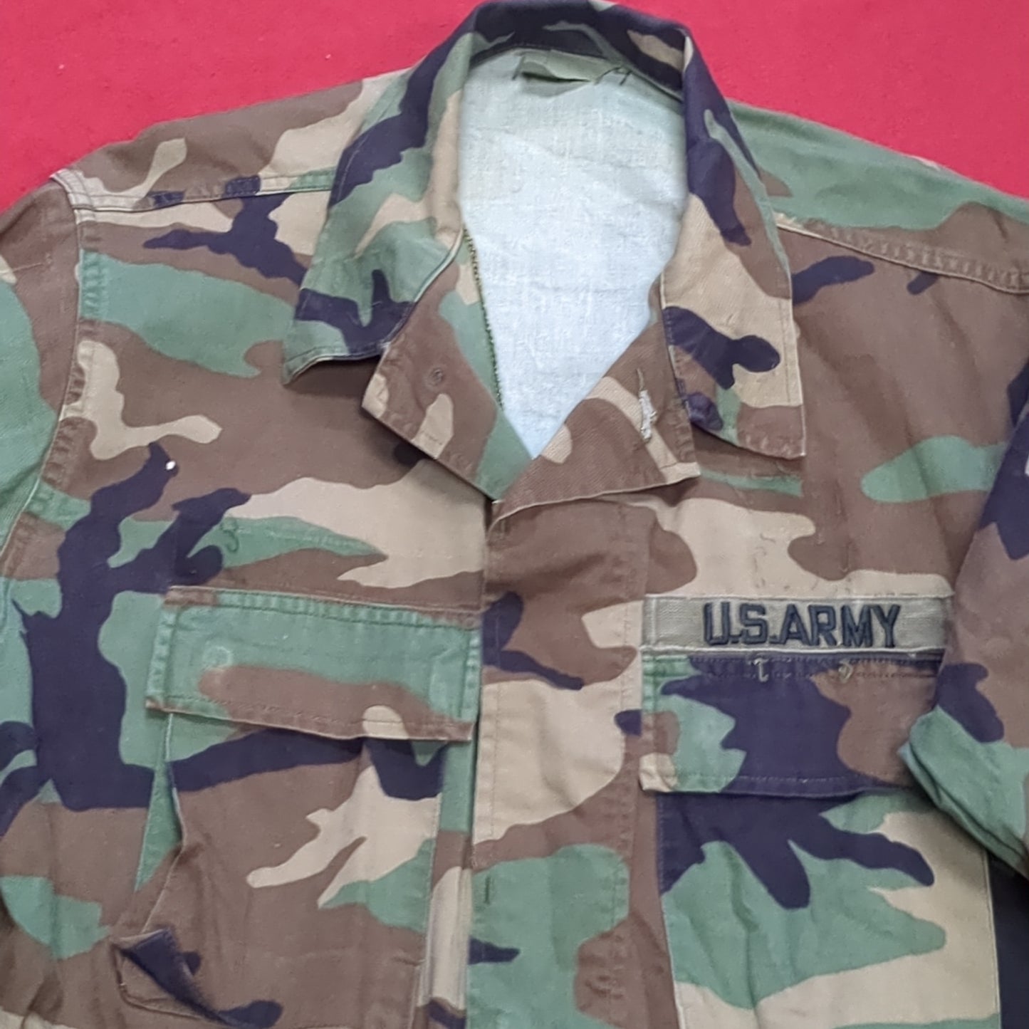 US Army Medium Short Flight BDU Woodland Cold Weather Top Jacket Good Condition (15o- db8-DEC58