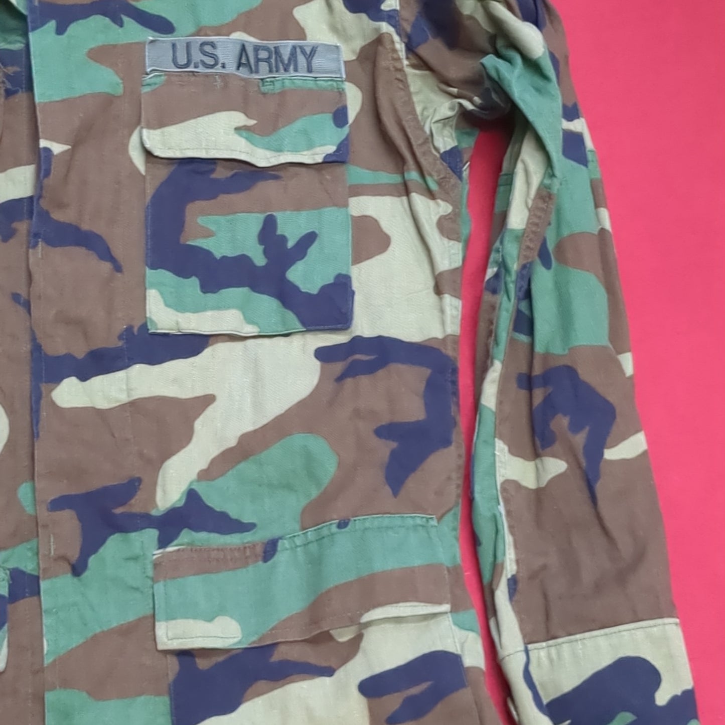 US Army Small Long BDU Woodland Cold Weather Top Jacket Good Condition (15o- db8-DEC59)