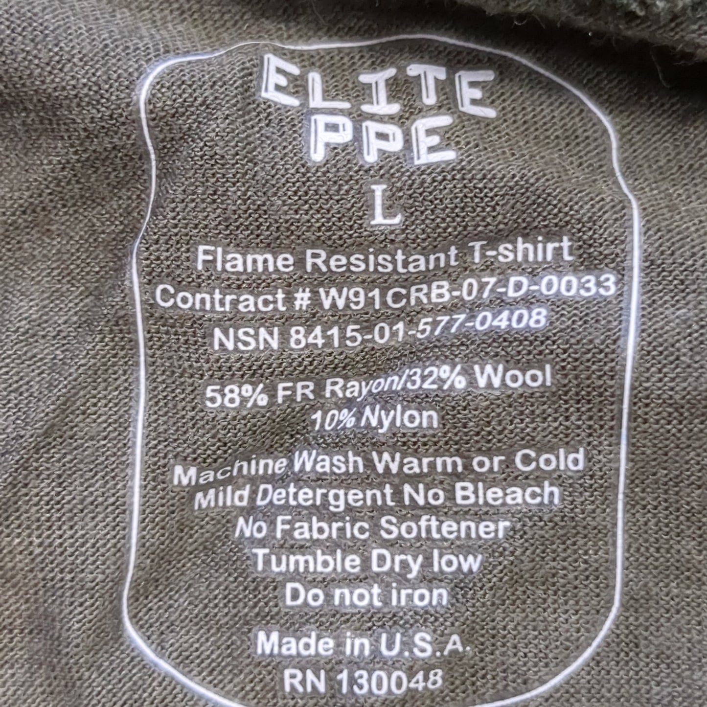 NOS FREE Fire Resistant Elite PPE Fire Resistant T-Shirt Mens Foilage Green FREE Uniform Large (a16- da10-DEC104)