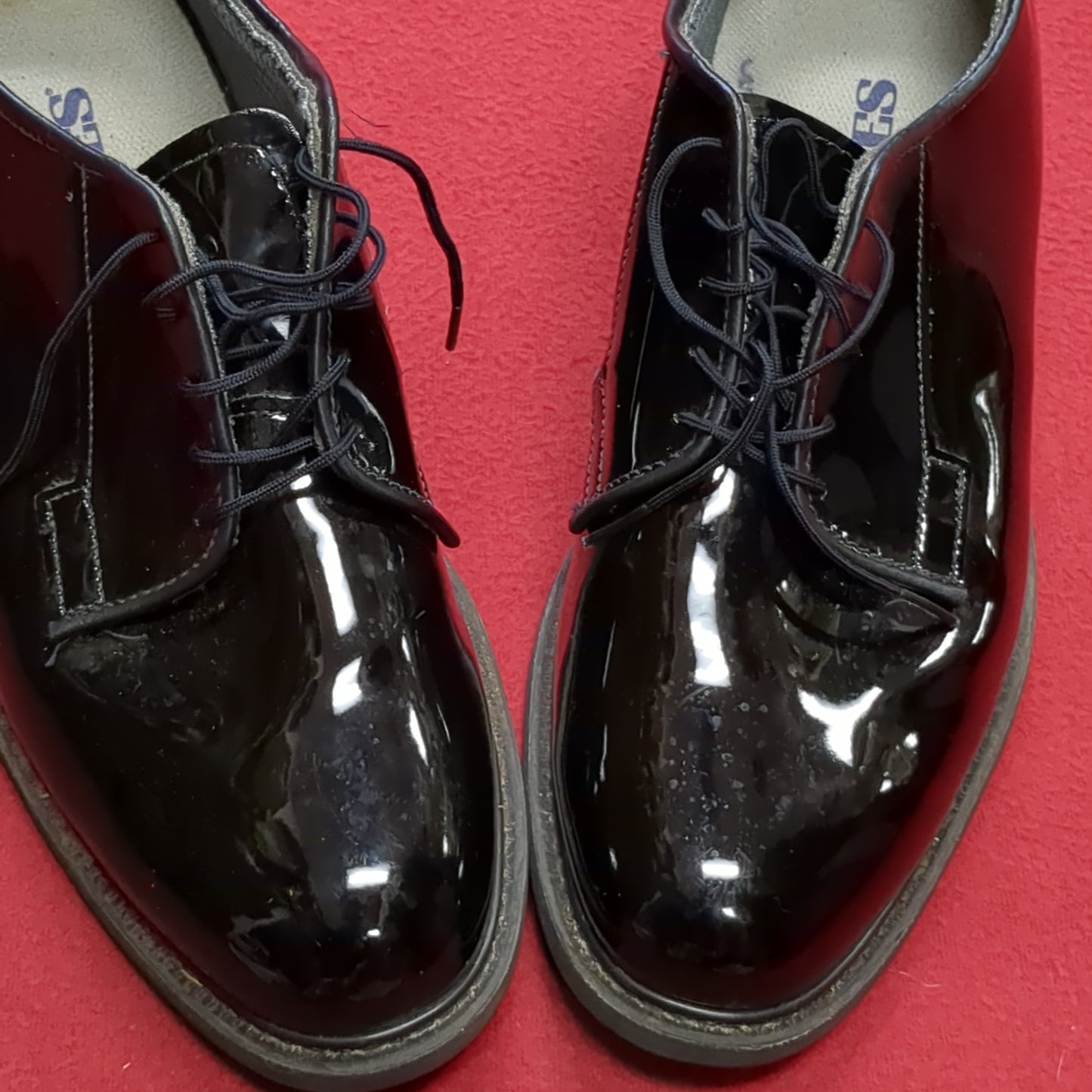 BATES Military High Gloss Black Oxford Dress Shoes Mens 9 E Used (hc08-DEC127)