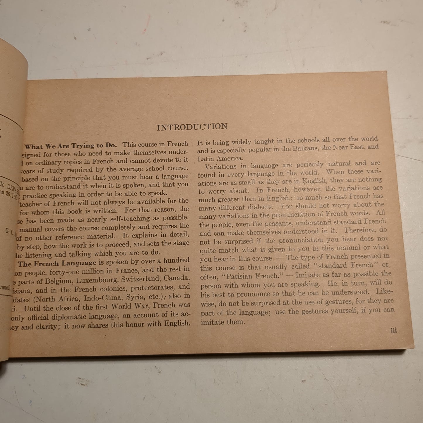 BOOK: WAR DEPARTMENT EDUCATIOIN MANUAL SPOKEN FRENCH BASIC COURSE UNITS 1-12 A SELF-TEACHING COURSE 1944(box11)