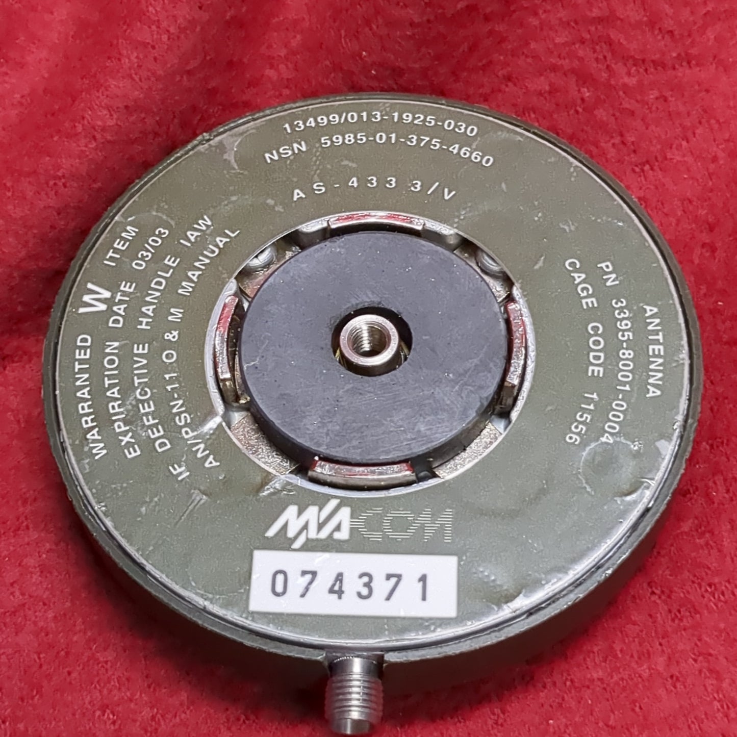 AS-4333/V PLGRDAGR (GPS) Remote Antenna, NSN 5985-01-375-4660 (fc04-JAN14)