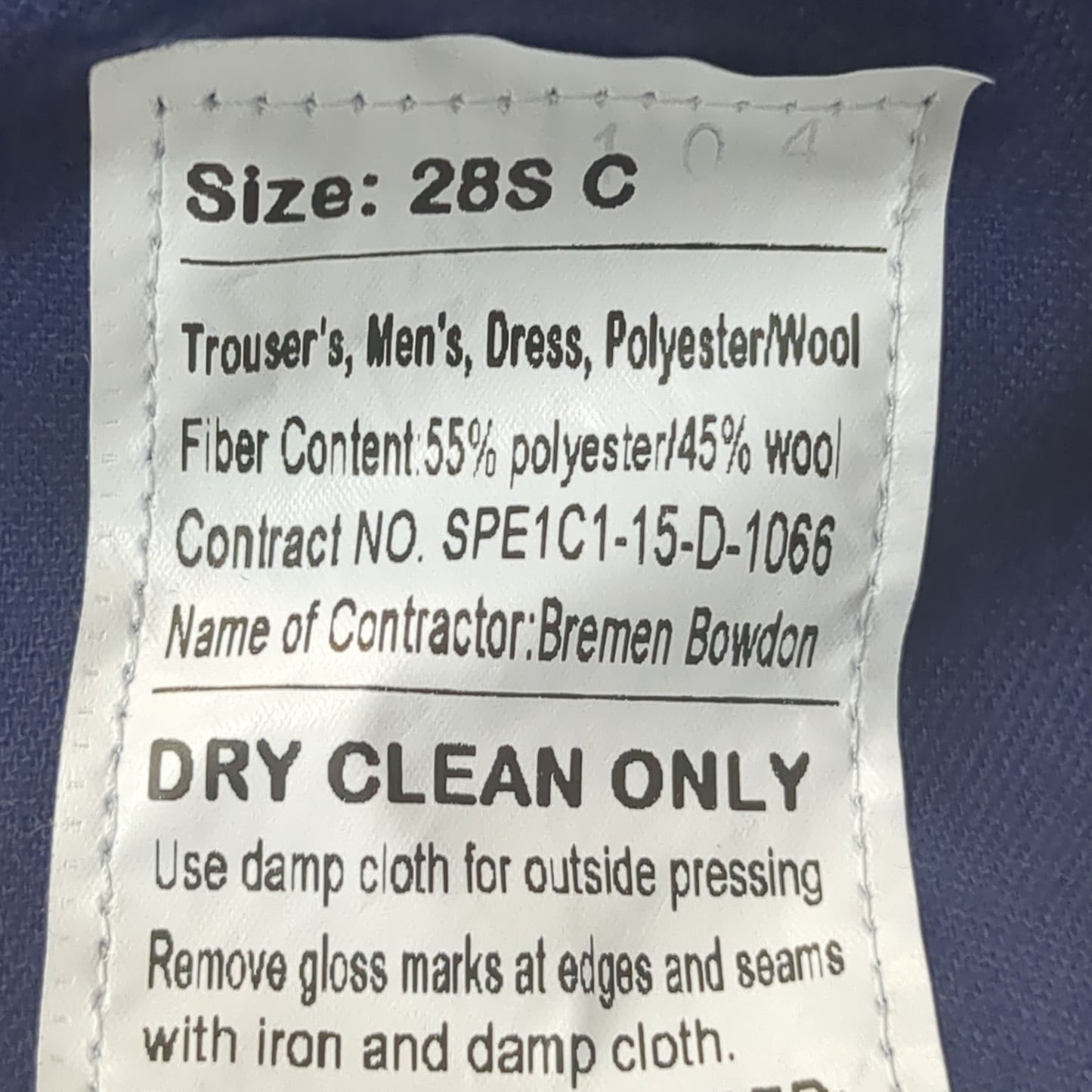 US Army ASU 28 Short "C" Enlisted Unstriped Pants Trouser Dress Blue Excellent Condition (BA08-JAN132)
