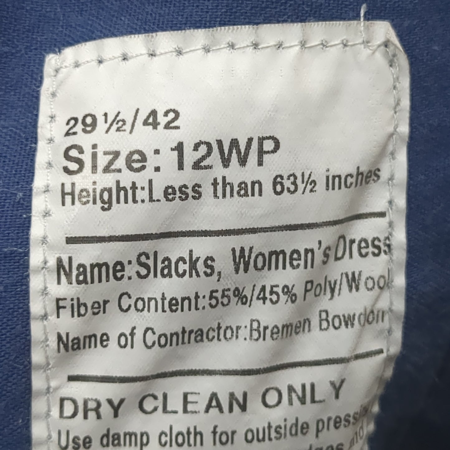 US Army ASU 16 MR 12WP 29 1/2 / 42 Officer Striped Pants Trouser Dress Blue Used (BA08-JAN134)