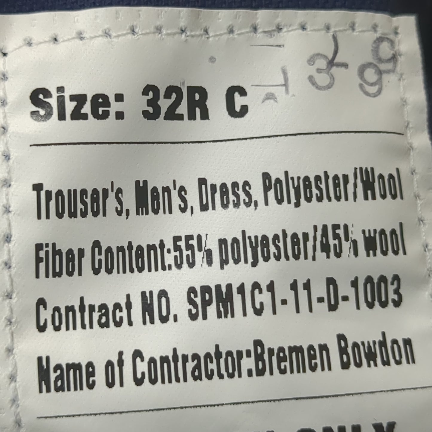 NWT US Army ASU 32 Regular "C" Enlisted Unhemmed Unstriped Pants Trouser Dress Blue (BA08-JAN135)