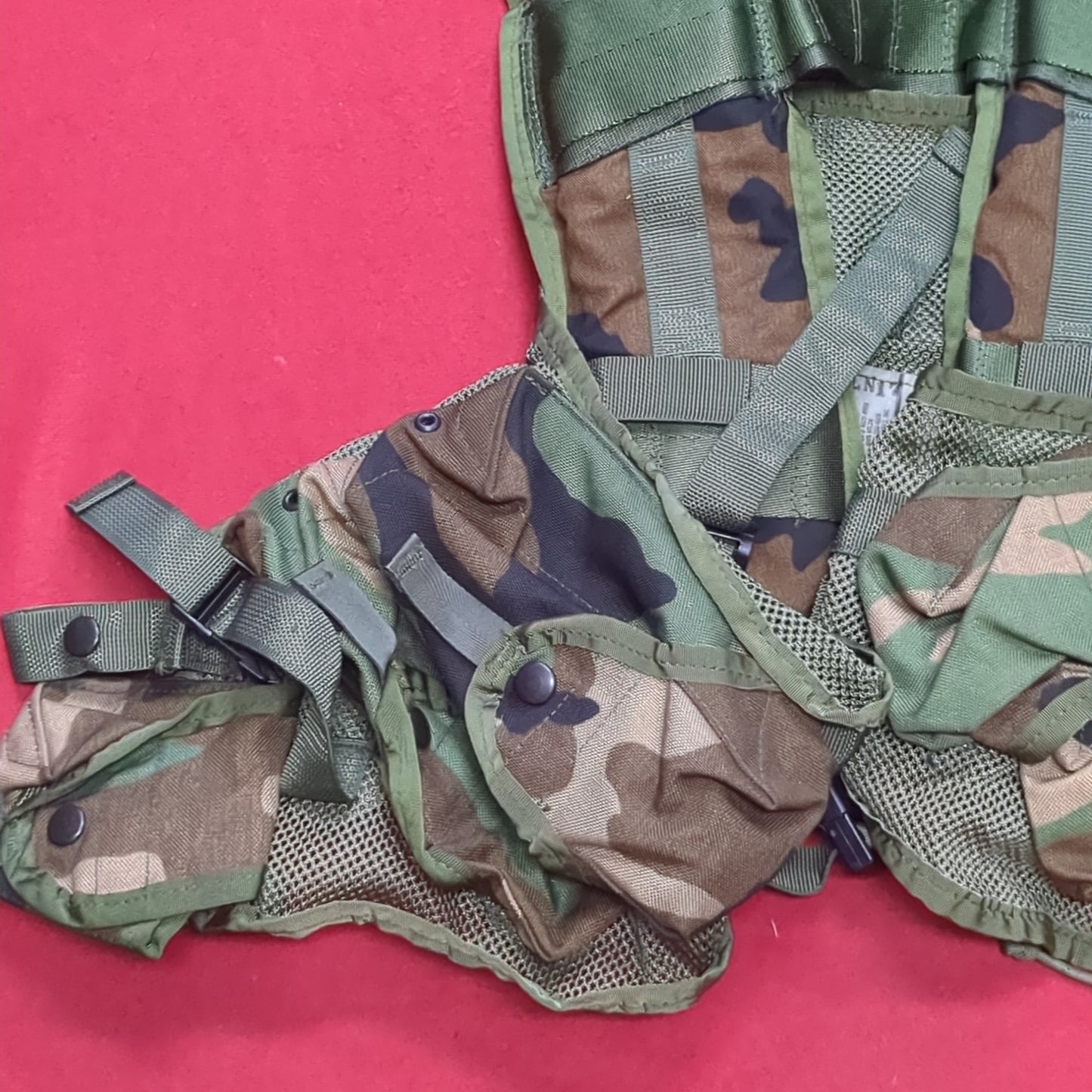 US Army Military Woodland Camouflage Enhanced Tactical Fighting Load Carrier FLC W/ Pouches Good Condition (eb10-FEB11)