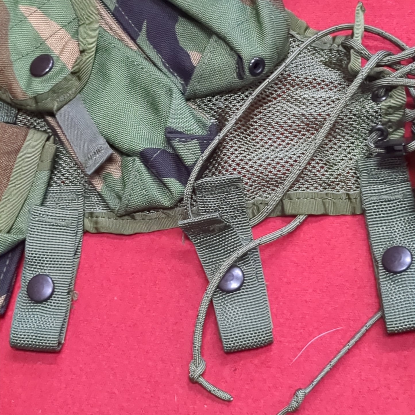 US Army Military Woodland Camouflage Enhanced Tactical Fighting Load Carrier FLC W/ Pouches Good Condition (eb10-FEB11)