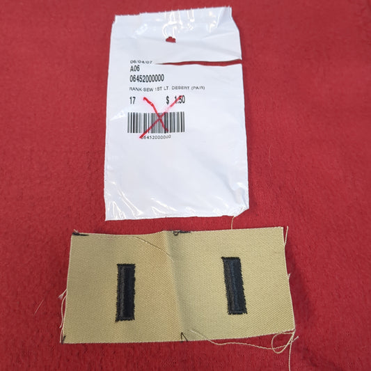 NOS US Army Set of 1st Lieutenant 1LT Sew on Rank Desert DCU Camouflage (WSA01-C)