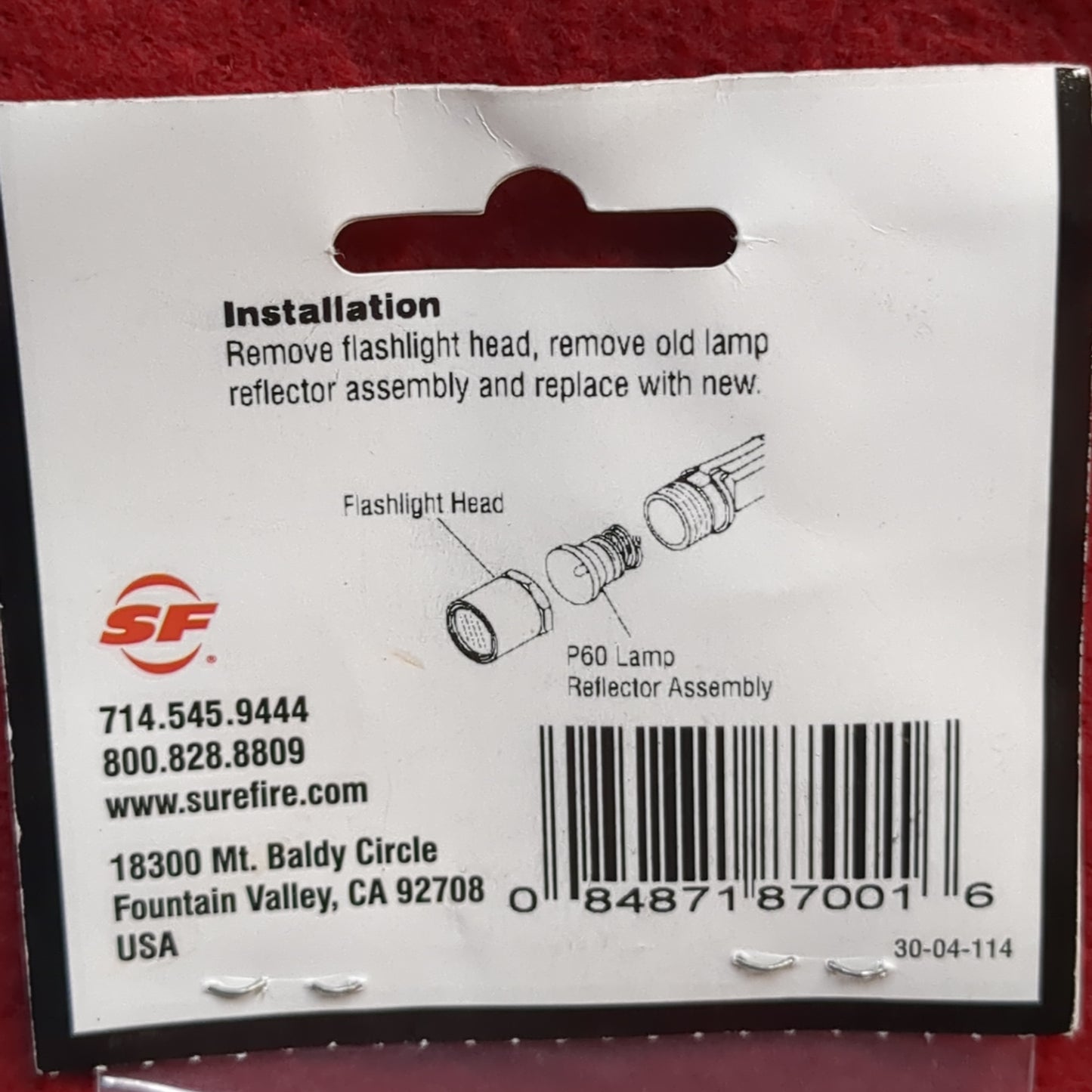 Surefire P60 65 Lumens Lamp/Reflector Assembly (gtt)